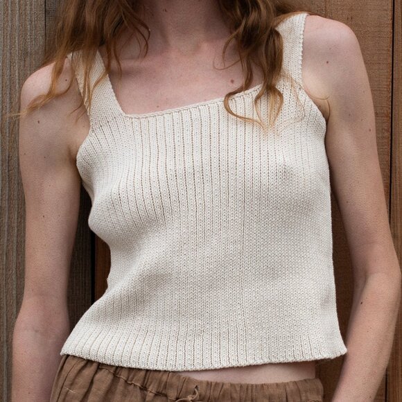Honest Cotton - Square Knit Tank - Cream - OS - Picture 1 of 6
